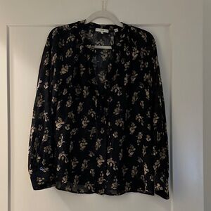 Vince Black Floral Blouse
